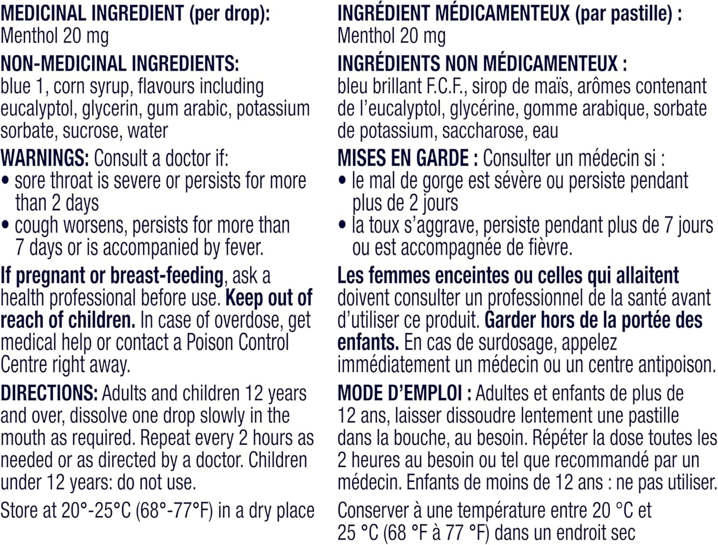 Vicks VapoCOOL Max 药用滴剂，用于暂时缓解咳嗽和咽喉痛 & VapoCOOL Max 药用滴剂，用于暂时缓解咳嗽和咽喉痛，蜂蜜柠檬冰镇口味，40 粒装