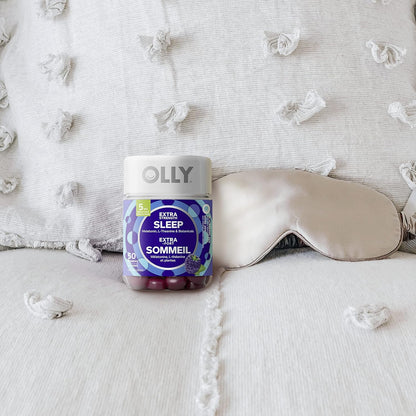 OLLY 強效睡眠軟糖補充劑助眠黑莓禪混合褪黑激素、L-茶氨酸和植物成分 25 天供應量 50 粒軟糖