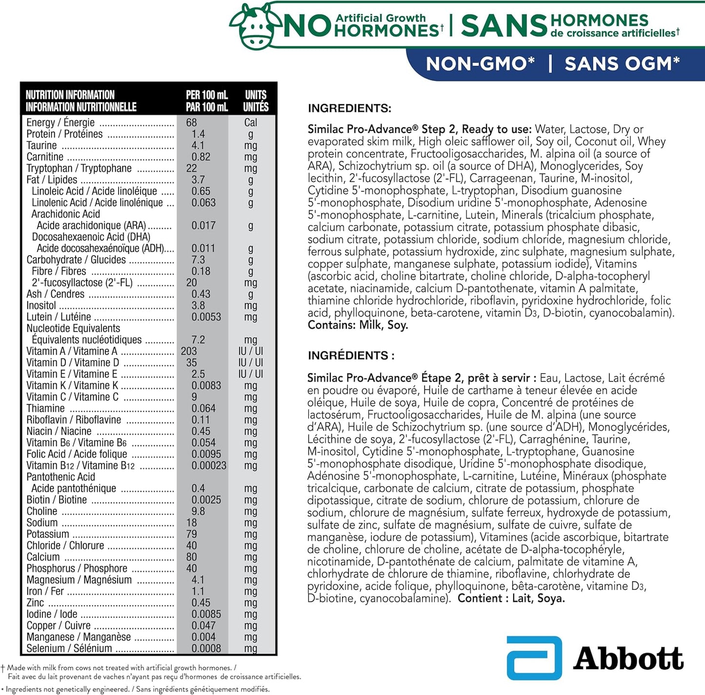 Similac Pro-Advance® 2 ​​段嬰兒配方奶粉，6-24 個月適用，含 2'-FL。免疫支持創新：2'-FL，即食，16x235 毫升，（包裝可能有所不同）