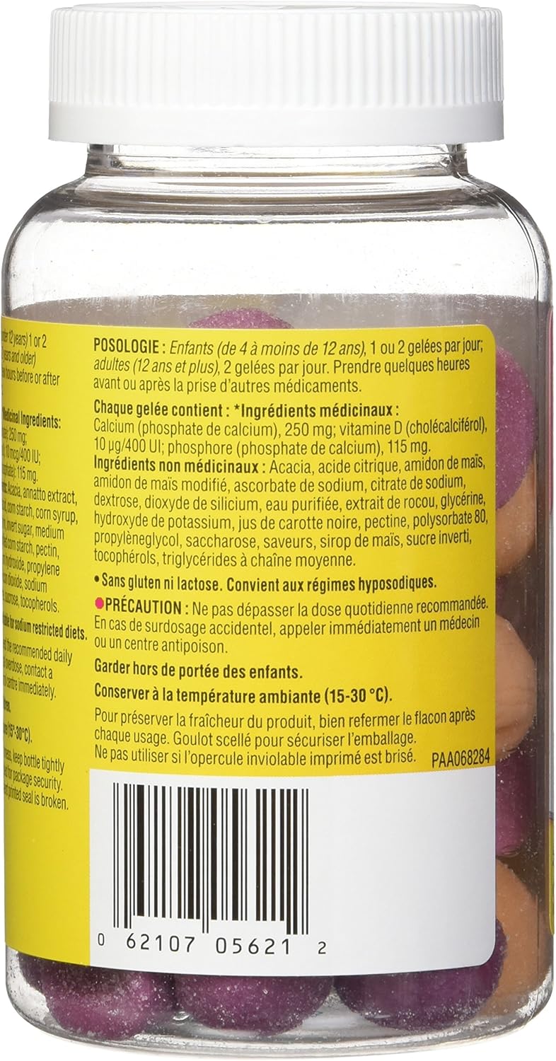 Caltrate Gummies, Vitamin D and Calcium Supplement, Gluten-Free, Orange, Strawberry and Cherry Flavour, 50 Count