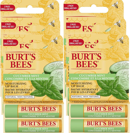 Burt's Bees 100% Natural Moisturizing Lip Balm, Cucumber Mint - 2 Tubes, 6 Count, Value Pack