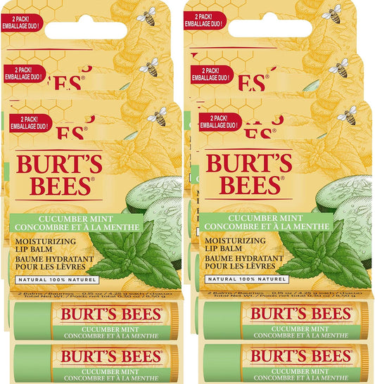 Burt's Bees 小蜜蜂 100% 天然保湿润唇膏，黄瓜薄荷味 - 2 支 x 6 盒，超值装