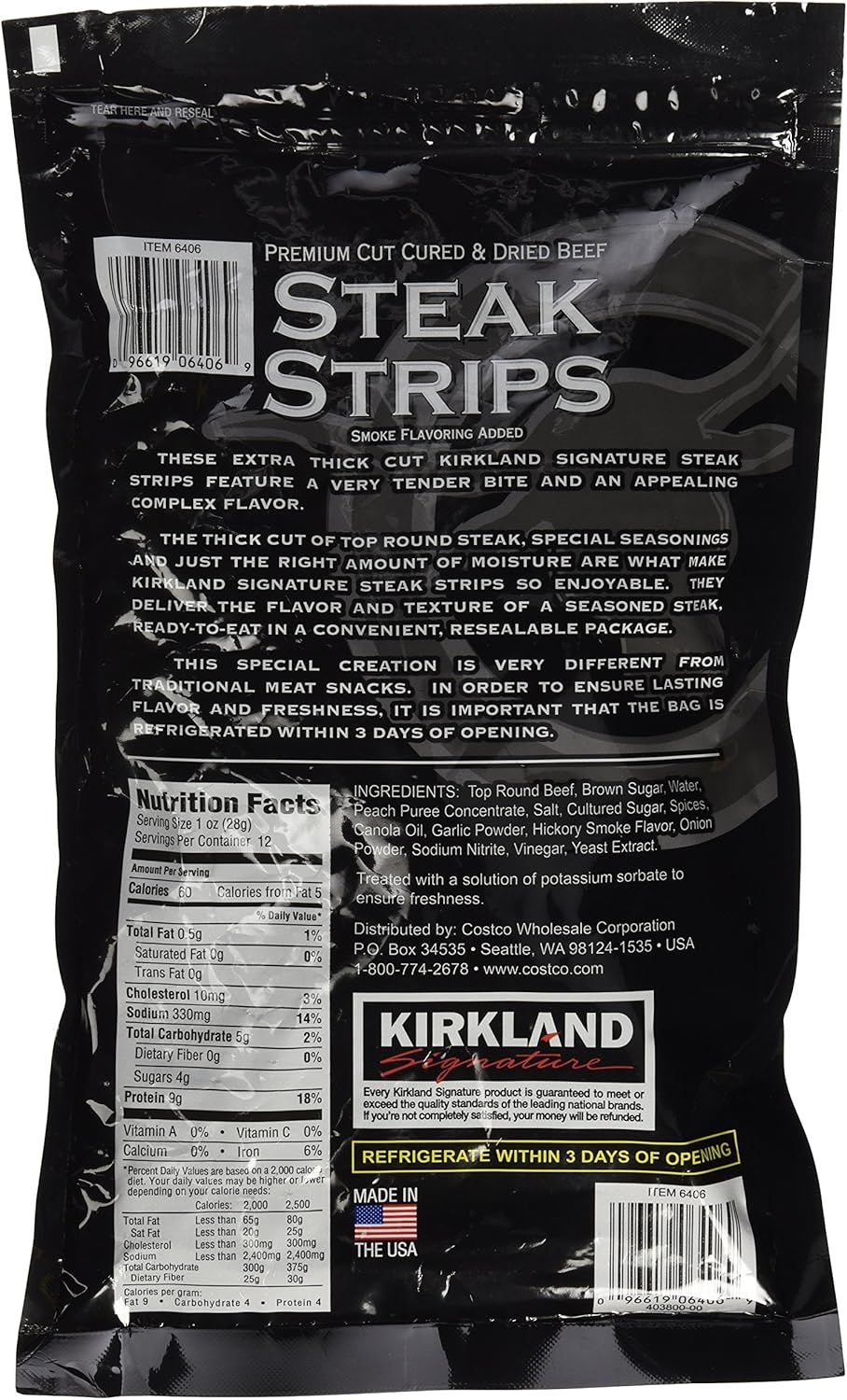 Kirkland Signature 优质牛排肉干 12 盎司（2PAK）