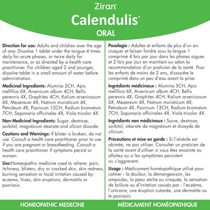 Ziran Calendulis – Calendula for Hives/Eczema/Psoriasis (Oral - 60 Tabs)
