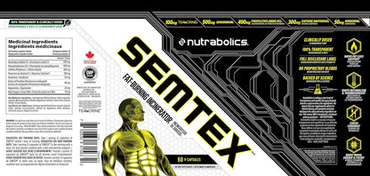 NUTRABOLICS Semtex 60 粒胶囊 - 减肥补充剂和能量增强剂，强效燃脂配方，产热运动前补充剂，