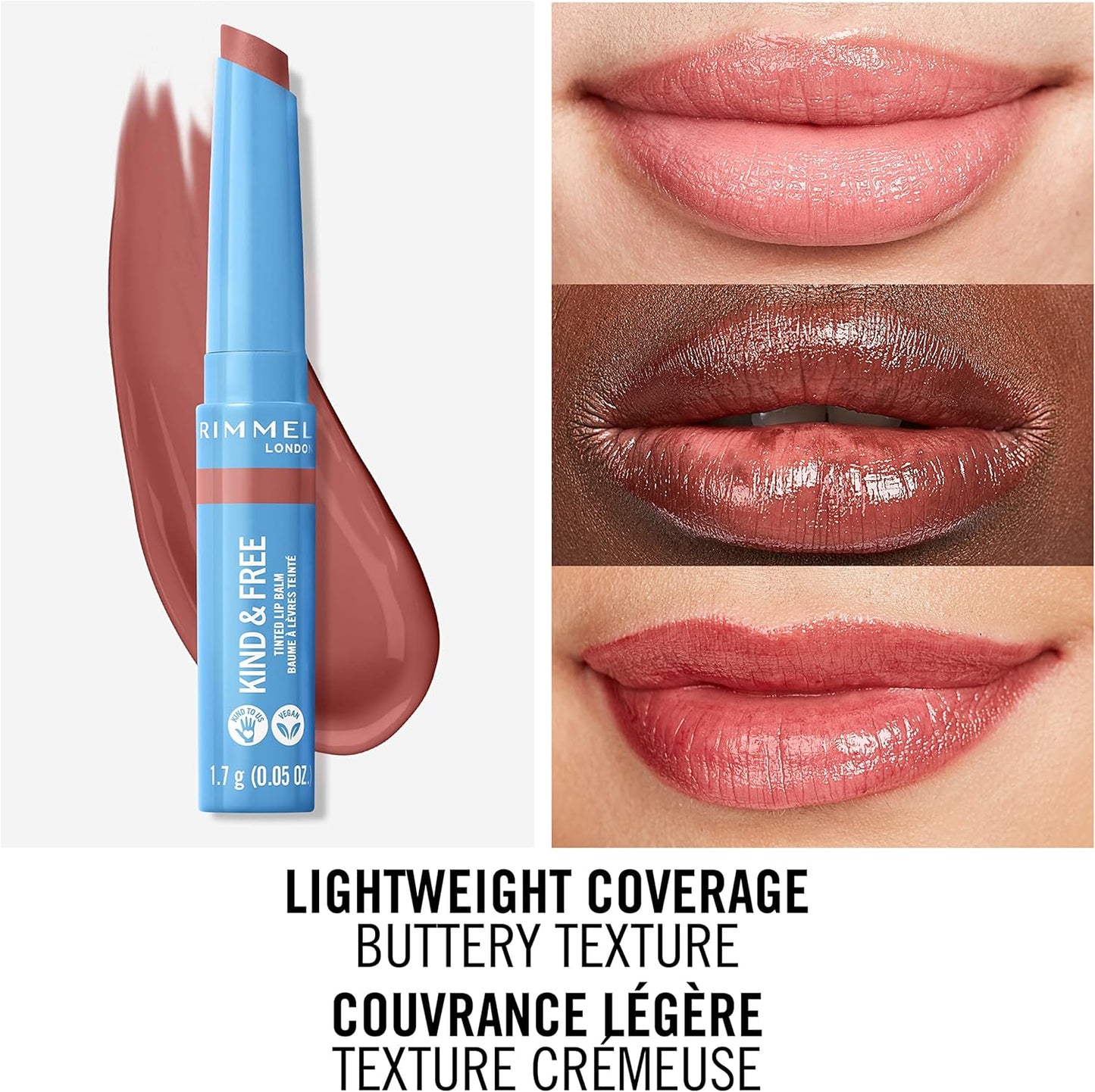 Rimmel London - Kind & Free Tinted Lip Balm, Hydrating, Lightweight, Vegan Formula - Apricot Beauty - 002