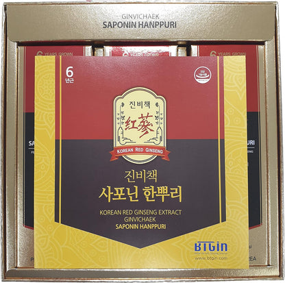BTGIN 韩国红参提取物 3000 毫克，每日一次，皂苷 Hanppuri，增强免疫力和注意力的补充剂，含人参皂苷 Rg3，6 年生人参根，1 套 30 包