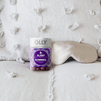 OLLY 睡眠軟糖補充劑有助於促進健康的睡眠週期 Blackberry Zen 含褪黑激素、L-茶氨酸和植物成分 25 天供應量 50 粒軟糖