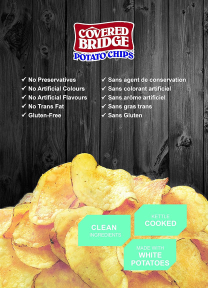 Covered Bridge 薯片 - East Coast Lifestyle 厚切海盐薯片 - 无麸质，犹太洁食认证，采用圆形白土豆烹制，加拿大制造，12 片装，每袋 142 克