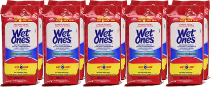 Wet Ones Antibacterial Hand Wipes, Fresh Scent, Wet Wipes, 20 Count (Pack of 10) & Antibacterial Hand Wipes, Citrus Scent, 28 Individually Wrapped Wet Wipes