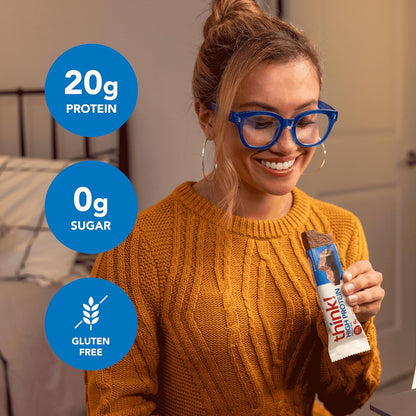 想想吧！高蛋白棒，每條20克蛋白質，零糖，無麩質 - 布朗尼脆片，10/盒，每條60克 - 方便攜帶，美味又營養的零食（包裝可能有所不同）