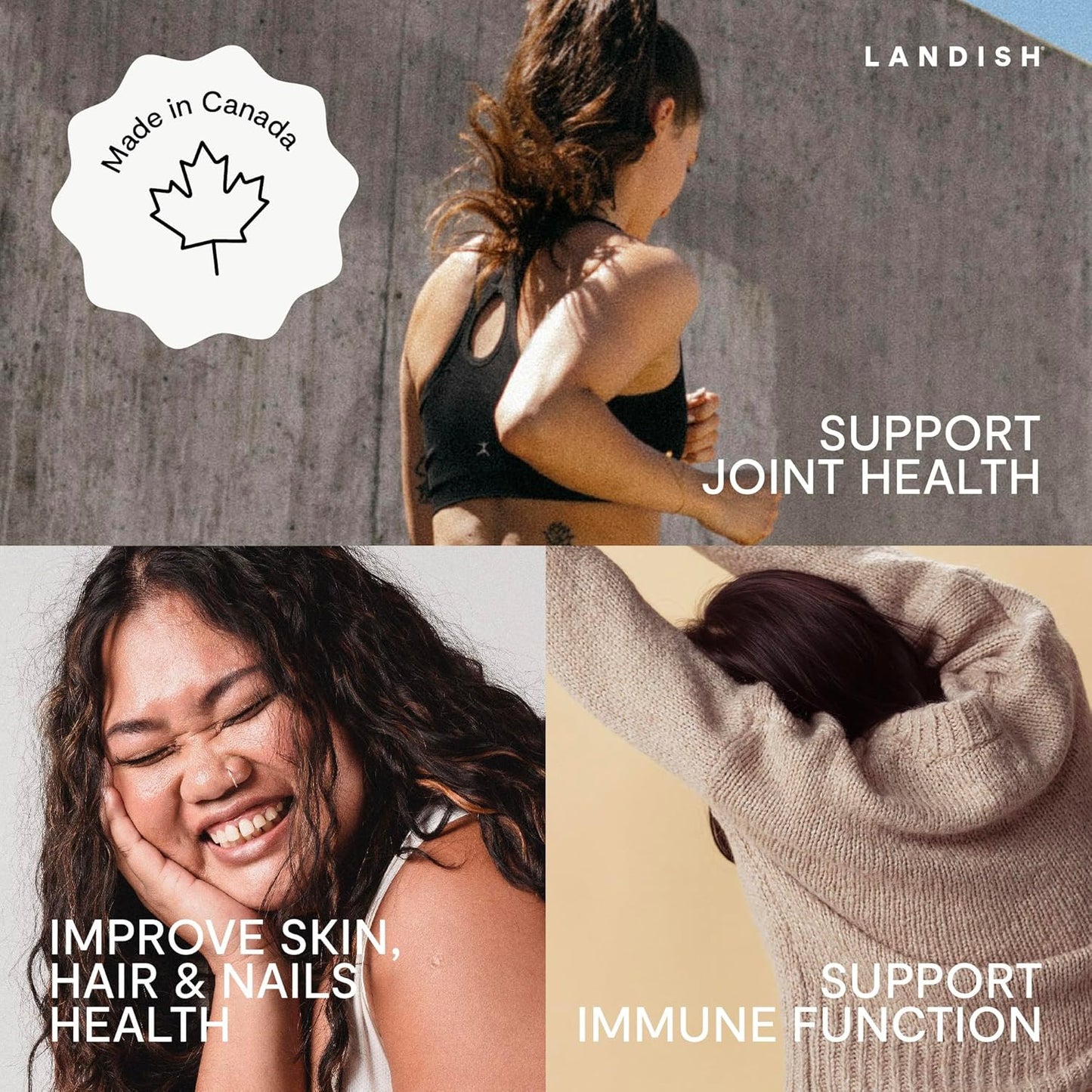 Landish 海洋膠原蛋白咖啡奶精粉 - 野生海洋膠原蛋白、靈芝、獅鬃菇和維生素 C - 有益於皮膚、頭髮和指甲，促進關節和免疫健康 - 香草味 - 不含乳製品、不含麩質、不添加糖…