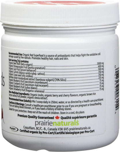 Prairie Naturals Organic Red Superfoods Blend with Organic Beet & Pomegranate Powder - 210 Gram