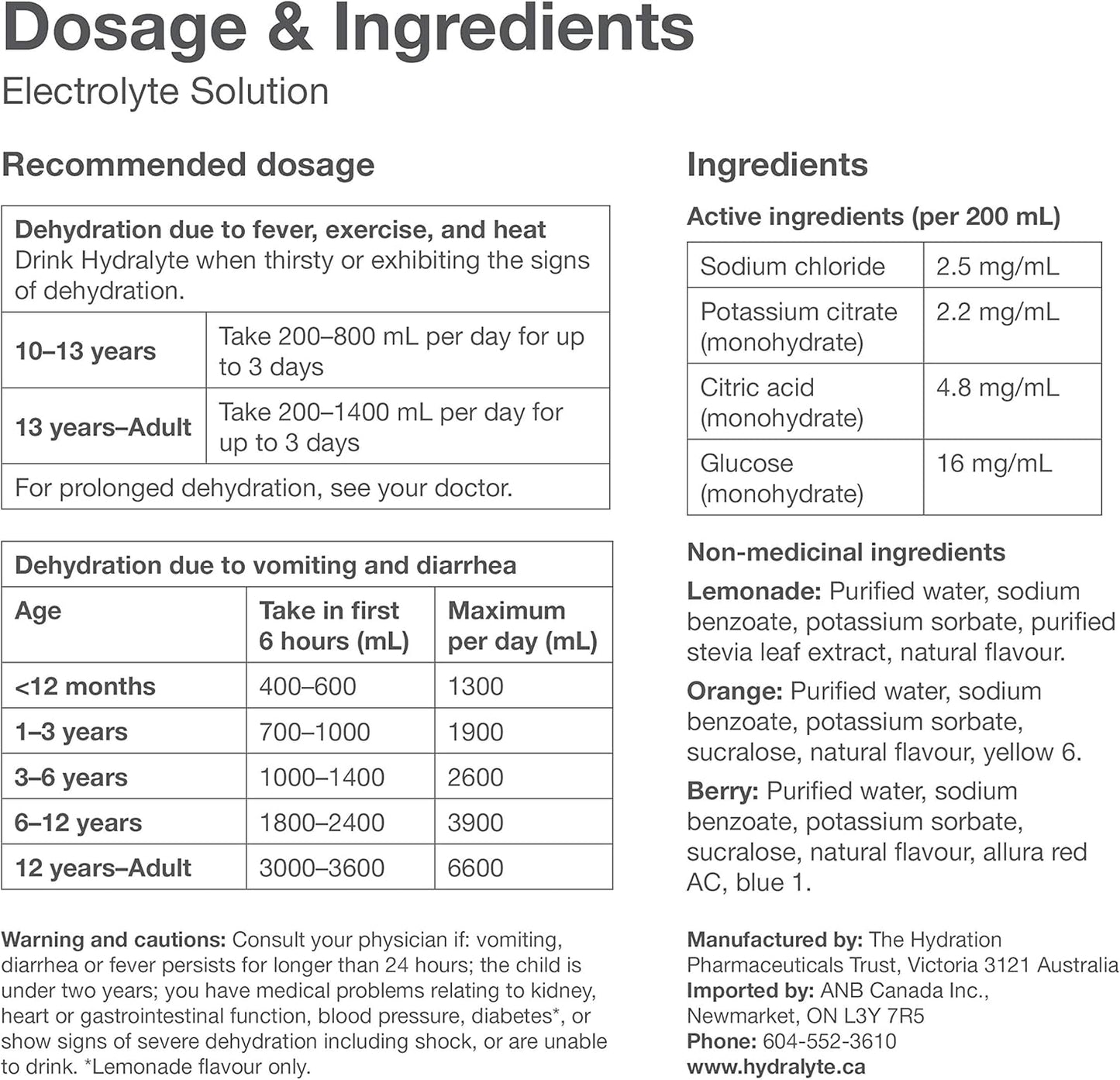 Hydralyte 電解質溶液，橘色，500 毫升