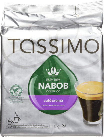 Tassimo Nabob Café Crema 咖啡单份 T 盘，110 克（5 盒，每盒 14 个 T 盘）和 Nabob Café Crema 咖啡单份 T 盘，110 克