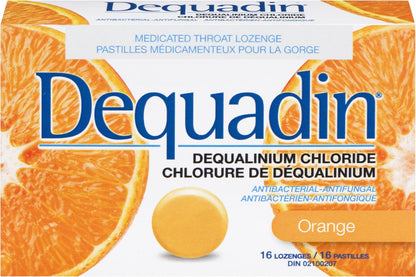 Dequadin 药用润喉糖 - 橙味 | 抗菌抗真菌，缓解咽喉痛和口腔溃疡 | 16 粒