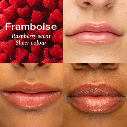 Lise Watier Love My Lips Caring Lip Oil, Framboise, High Shine Finish, Non-Sticky and Silky Texture, Hydrating Formula, Paraben-Free, 4 mL