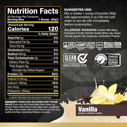 ALLMAX CASEIN-FX 香草味 2 磅 & Isoflex 100% 超纯乳清分离蛋白，香草味，2 磅