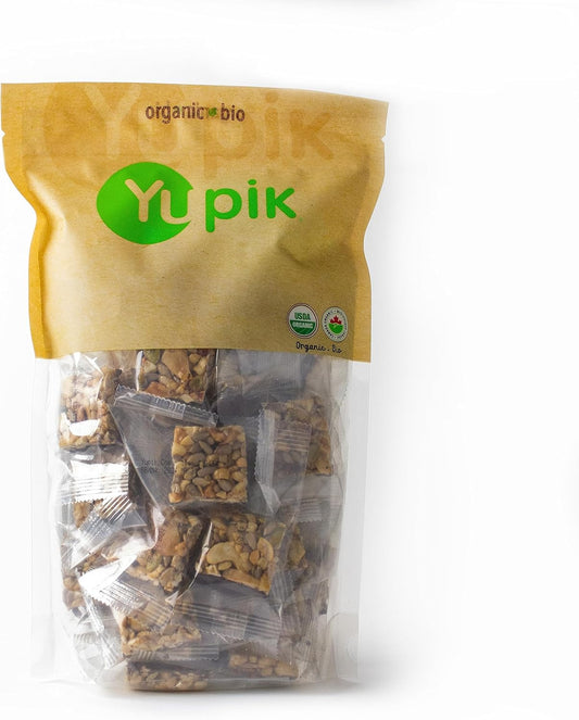 Yupik 有机黑巧克力咸焦糖迷你棒，454 克独立包装，健康零食，坚果棒，无麸质，所有有机成分，腰果，黑巧克力，葵花籽，花生，南瓜籽，烤椰子，海盐，杏仁