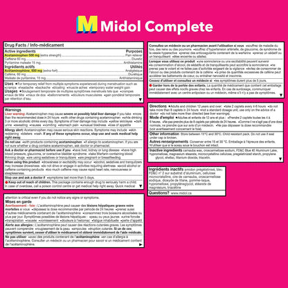 Midol 完全止痛药，快速缓解多种症状的痛经，包括痉挛、头痛、背痛和腹胀（40 粒胶囊）