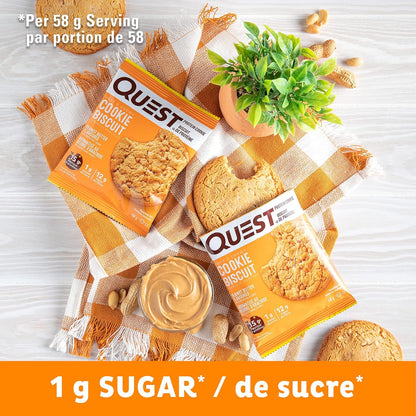 Quest Nutrition Peanut Butter High Protein Cookie, Low Sugar, High Fibre, Keto Friendly, 15g Protein, 1g Sugar, 12ct