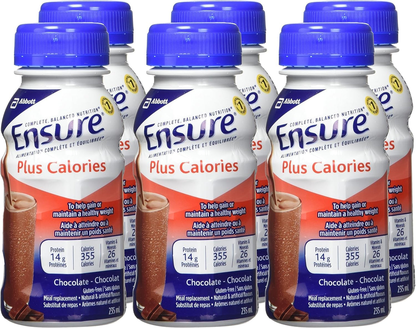 Ensure Plus Calories, Meal Replacement, Complete Balanced Nutrition, Chocolate, 6 x 235 mL