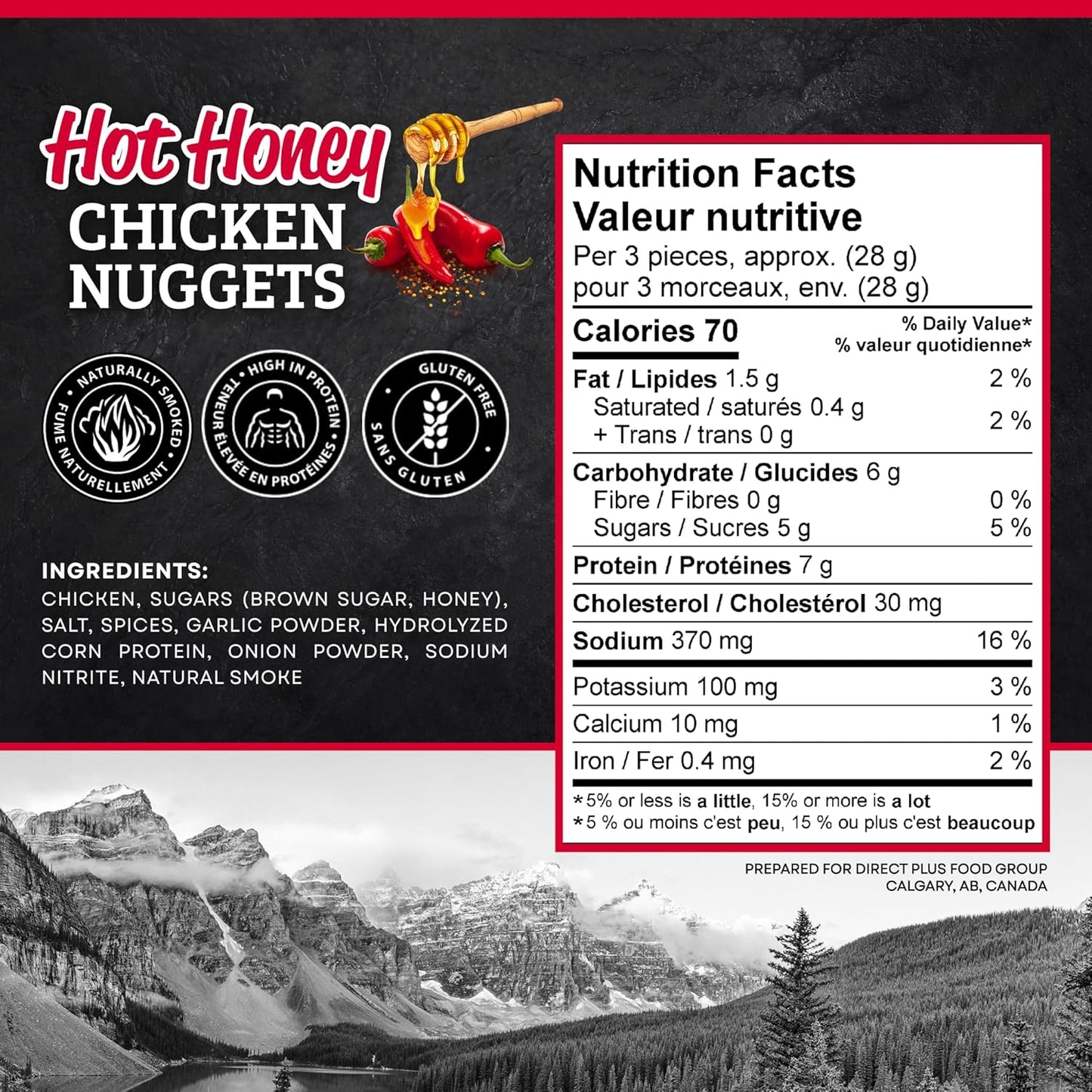 McSweeney’s Hot Honey Chicken Nuggets, Naturally Smoked, Gluten Free, Lactose and Soy Friendly, 7g Protein Per Serving, High Protein Snack Made in Canada, 12 Pack, 1020g (12 x 85g)