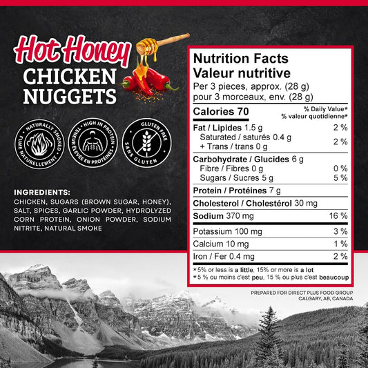 McSweeney’s Hot Honey Chicken Nuggets, Naturally Smoked, Gluten Free, Lactose and Soy Friendly, 7g Protein Per Serving, High Protein Snack Made in Canada, 12 Pack, 1020g (12 x 85g)