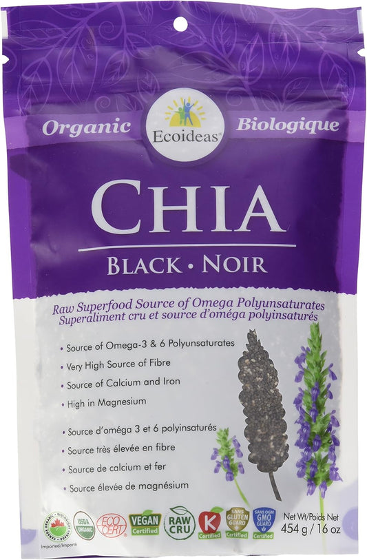 Ecoideas Organic Black Chia Seeds, 454g