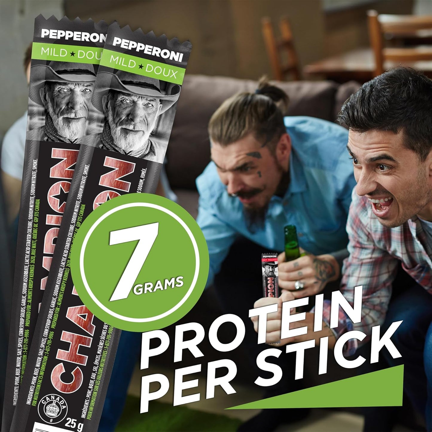 Champion 義大利辣香腸條，獨立包裝，口味溫和的辣香腸肉條，完美的午餐小吃，肉條，加拿大製造 - 24 根裝