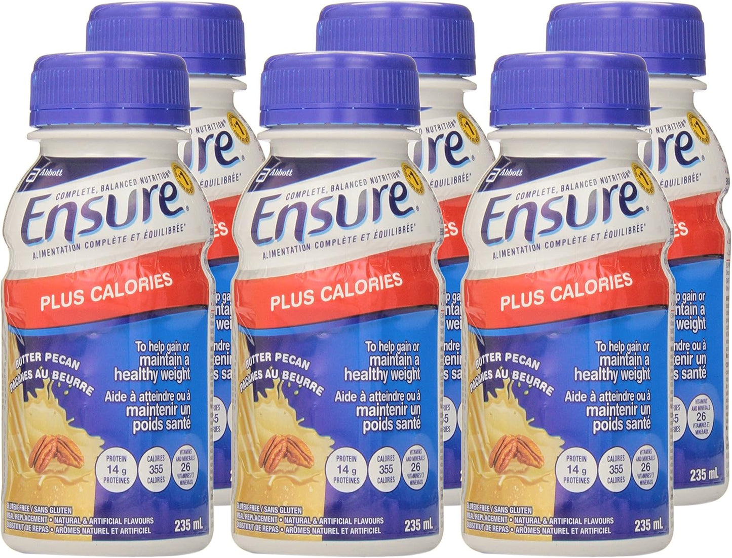 Ensure Plus Calories, Nutritional Supplement Shake, To Help With Healthy Weight Gain Or Maintenance, Butter Pecan, 6 x 235-mL Bottles