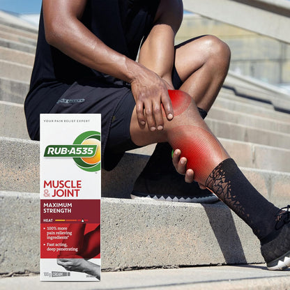 Rub-A535 Muscle & Joint Max Strength Pain Relief Cream - Made in Canada, Fast Acting Pain Relief, 100% More Pain Relieving Ingredients, Stainless and Greaseless, Works on Contact - 100g