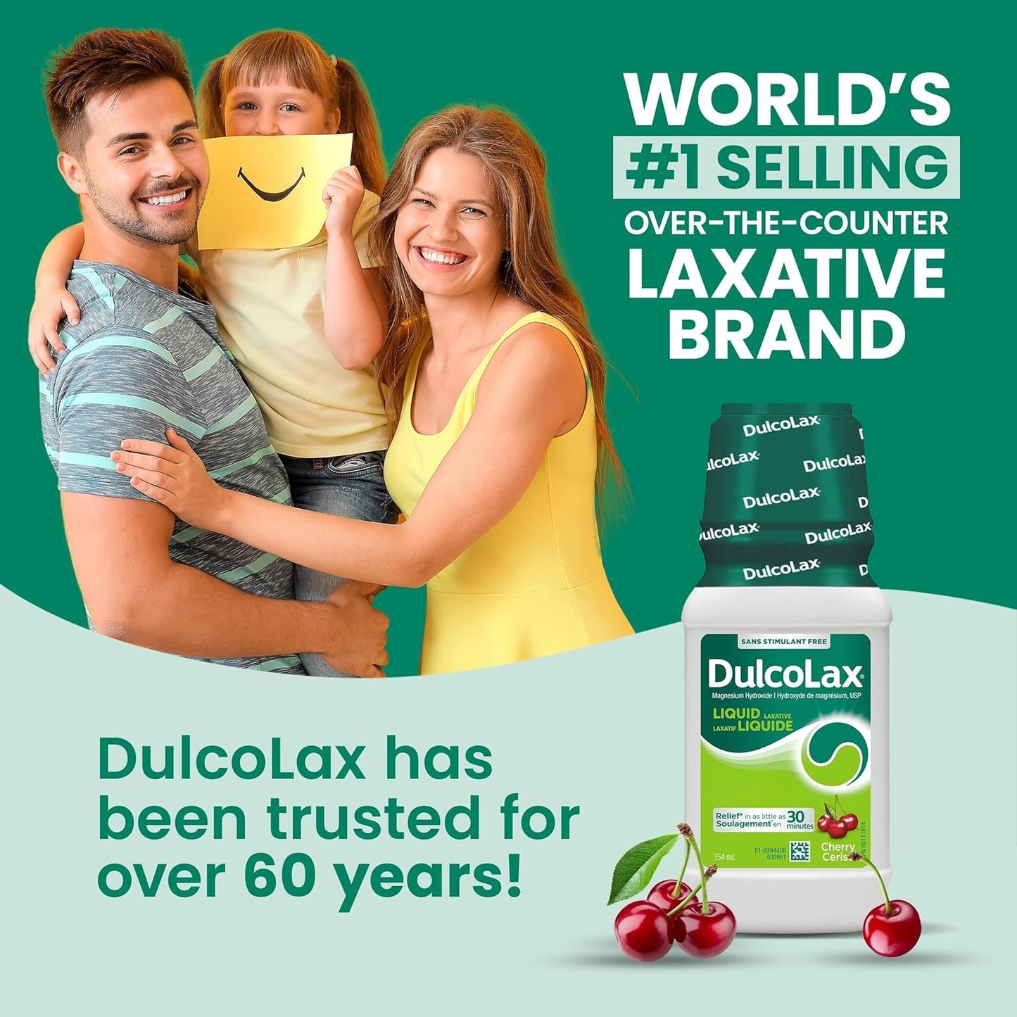 乐可舒液体泻药，温和缓解偶发性便秘，适用于成人和 2 岁及以上儿童，无刺激性，速效泻药，樱桃味，354 毫升瓶装