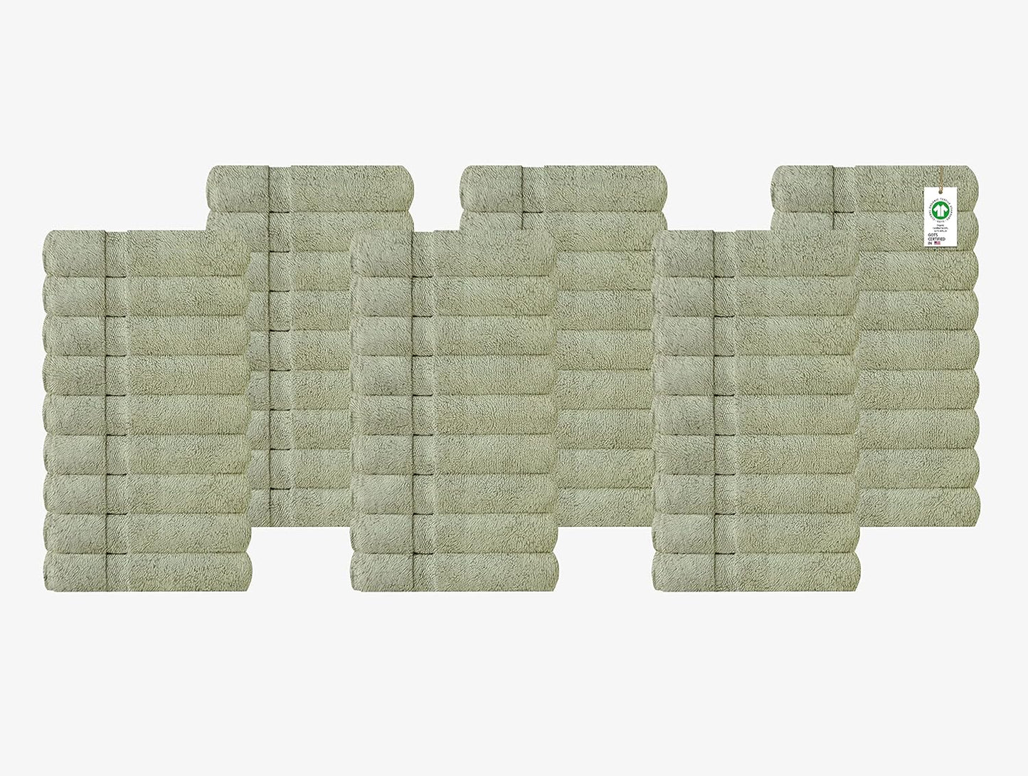 A1 HOME COLLECTIONS 100% Organic Cotton Towels 650 GSM Plush Feather Touch Quick Dry Wash Cloth, Pack of 60 GOTS Certified, Oeko-Tex Green Certified, Organic Cotton Wash Cloth, 13"X13"