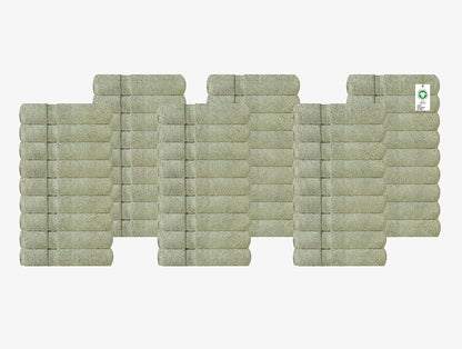A1 HOME COLLECTIONS 100% Organic Cotton Towels 650 GSM Plush Feather Touch Quick Dry Wash Cloth, Pack of 60 GOTS Certified, Oeko-Tex Green Certified, Organic Cotton Wash Cloth, 13"X13"
