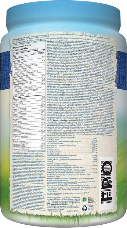 Garden of Life 生食全效营养奶昔，香草味 + 微甜（每份 28 份）