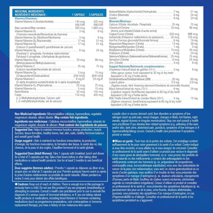 Progressive Advanced 成人女性每日複合維生素，含DIM、聖潔莓和瑪卡。支持免疫健康、能量和荷爾蒙健康，100% 完整配方，加拿大製造，120 粒