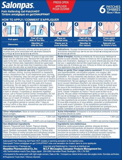 Salonpas Pain Relieving Gel Patch Hot 6 count