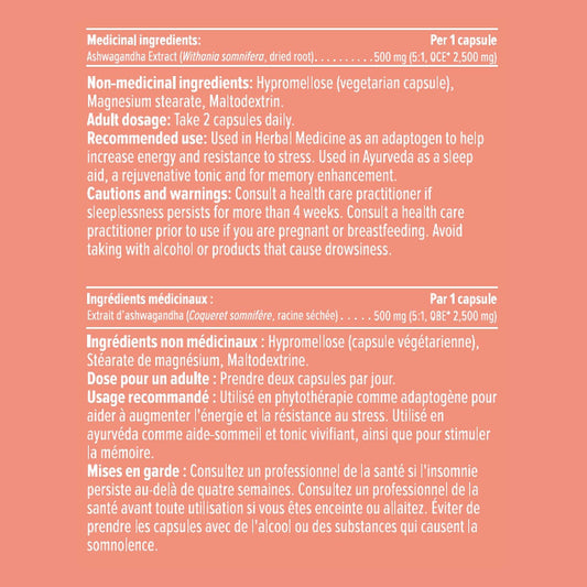 HEAL + CO. 南非醉茄補充劑 | 高效 5:1 萃取物，每份 5000 毫克 | 緩解壓力 + 補充能量 | 120 粒 500 毫克膠囊