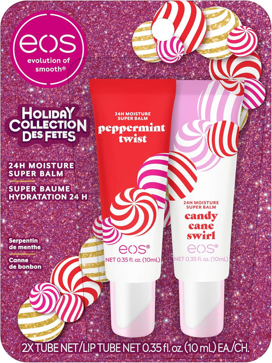 eos Holiday Peppermint Twist/Candy Cane Swirl Super Balm, 20ml, 2 pack
