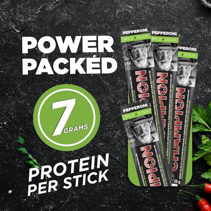 Champion 義大利辣香腸條，獨立包裝，口味溫和的辣香腸肉條，完美的午餐小吃，肉條，加拿大製造 - 24 根裝