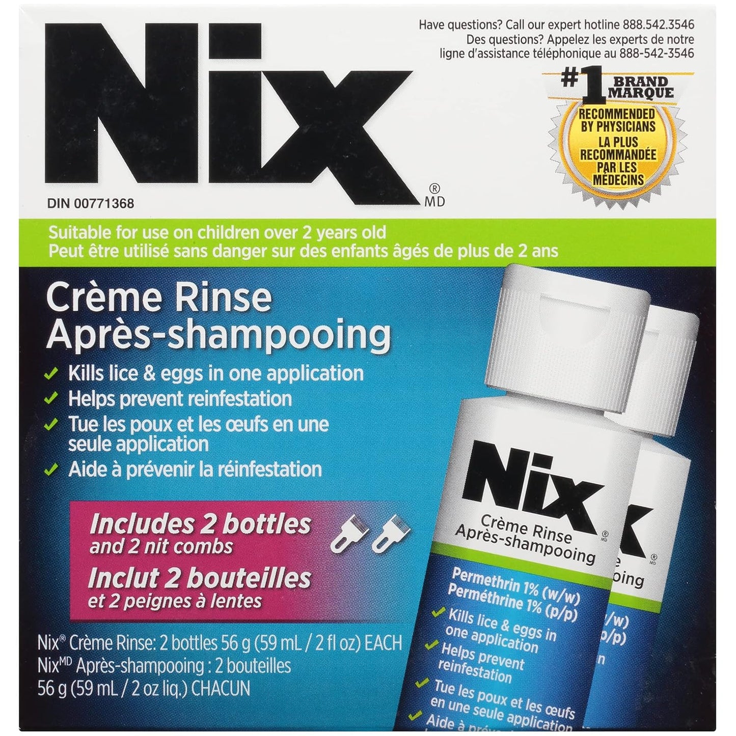 Nix 多包装乳霜冲洗液（含除虱梳）- 112 克 - 有效治疗头虱