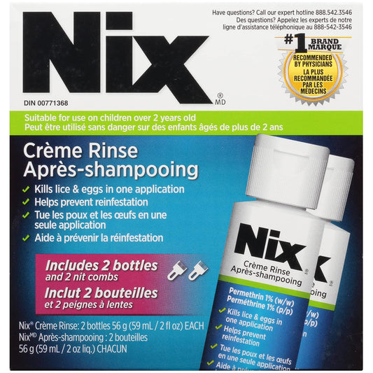 Nix 多包装乳霜冲洗液（含除虱梳）- 112 克 - 有效治疗头虱