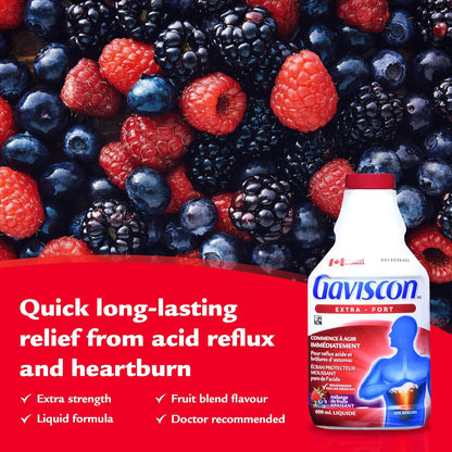 Gaviscon Extra Strength Tablets - 120 Count - Chewable Foaming Antacid Tablets for Day and Night & Liquid Extra Strength Antacid - 600 ml - Antacid Liquid for Day and Night Heartburn Relief