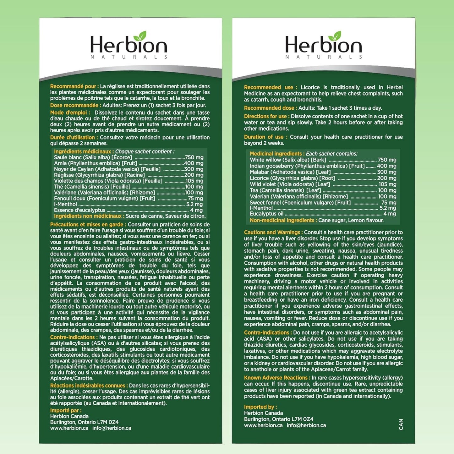 Herbion Naturals 感冒和流感草药颗粒，天然柠檬味，10 袋装 - 有助于缓解咳嗽和胸闷