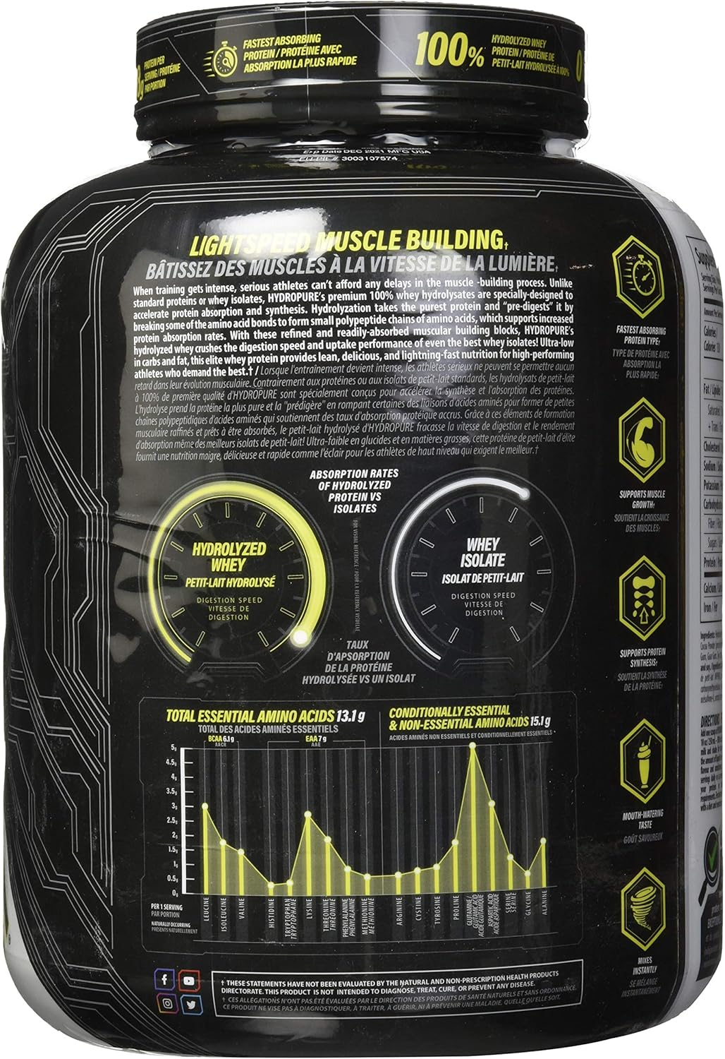 Nutrabolics Hydropure，100% 水解乳清蛋白，極致巧克力味，4.5 磅