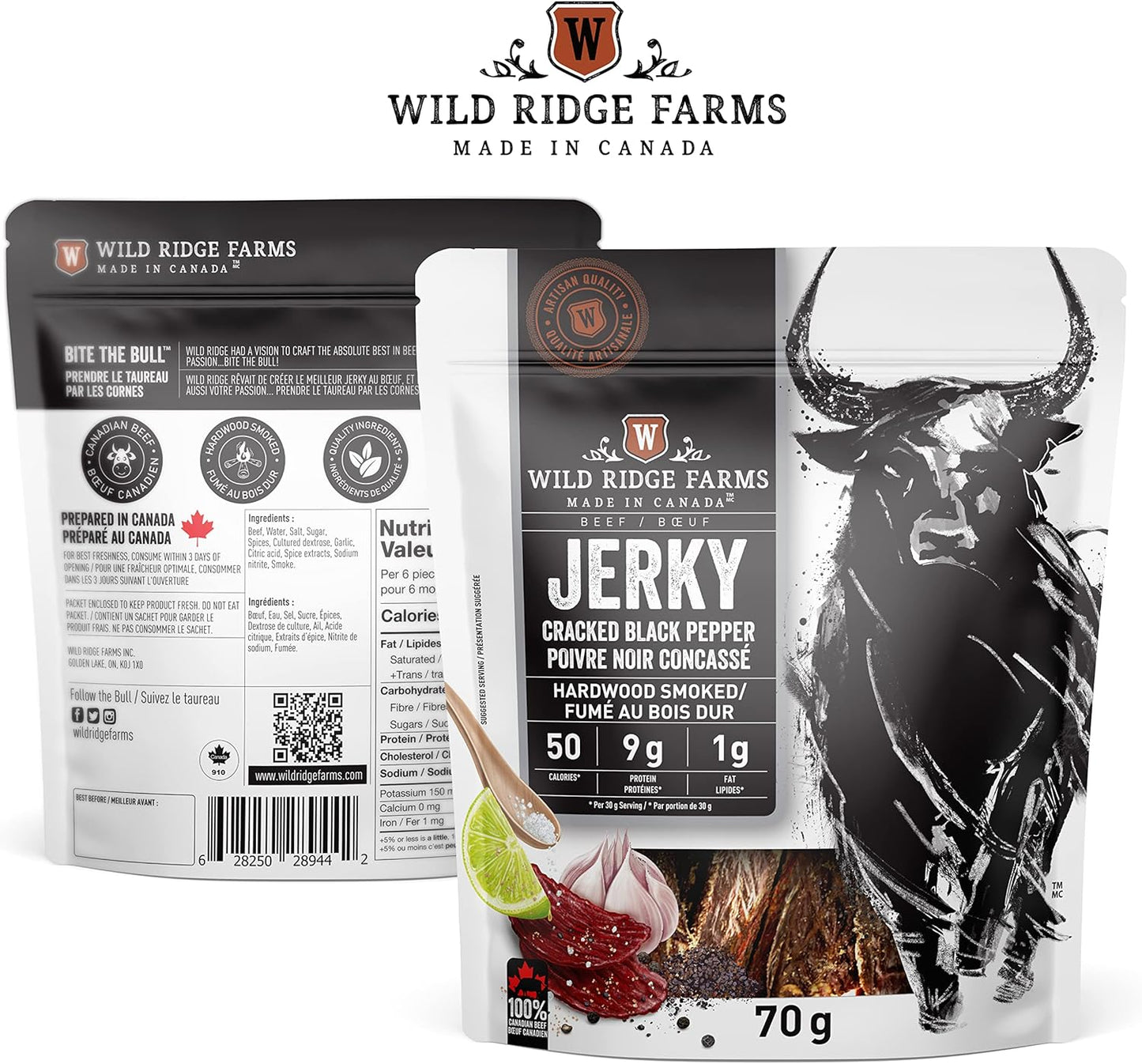 Wild Ridge Farms 碎黑胡椒牛肉乾，硬木煙熏，加拿大製造