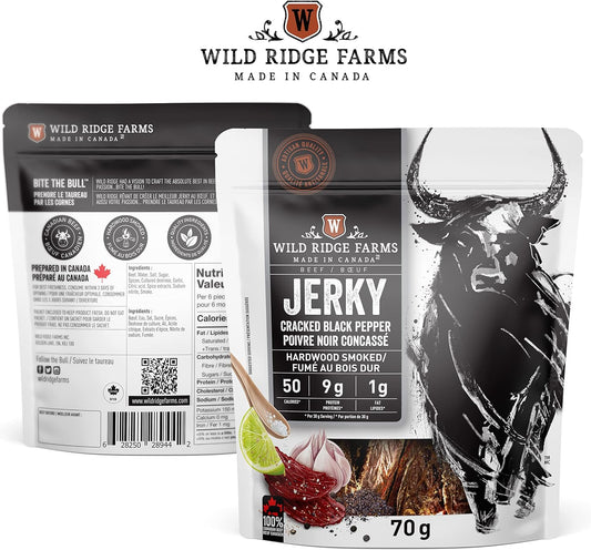 Wild Ridge Farms 碎黑胡椒牛肉乾，硬木煙熏，加拿大製造