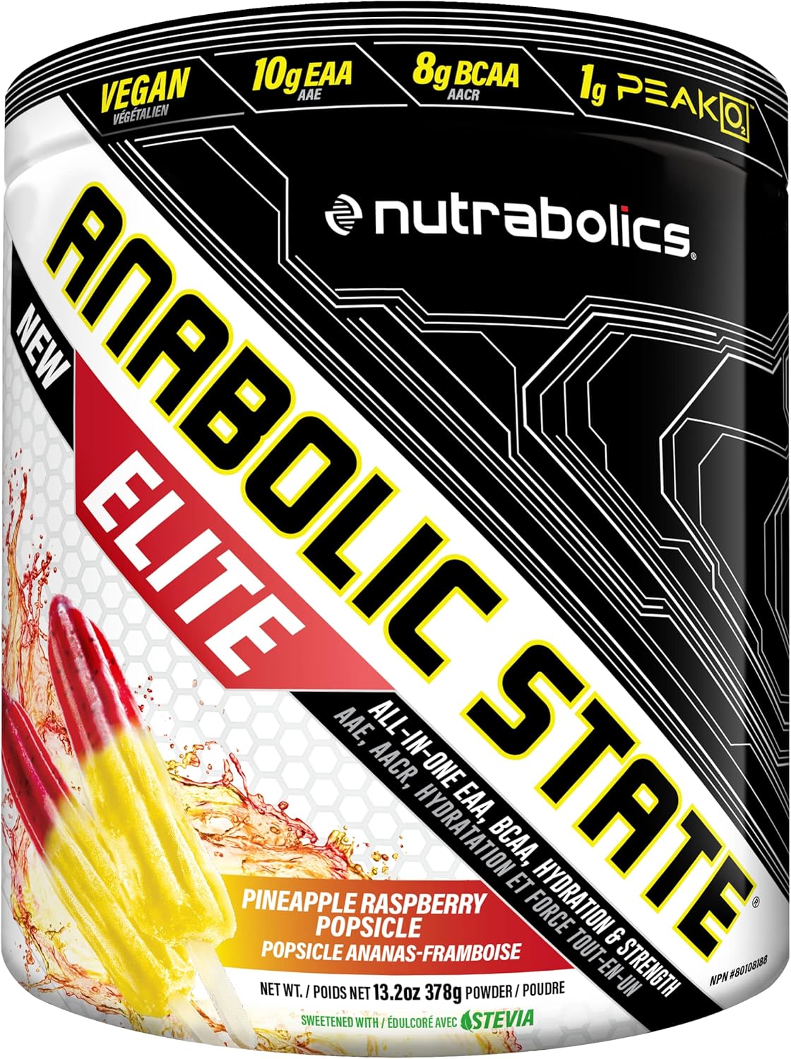 Anabolic State Elite 菠萝覆盆子冰棒 21 份，EAA、BCAA、补水、锻炼前后粉剂，支持肌肉生长和修复，