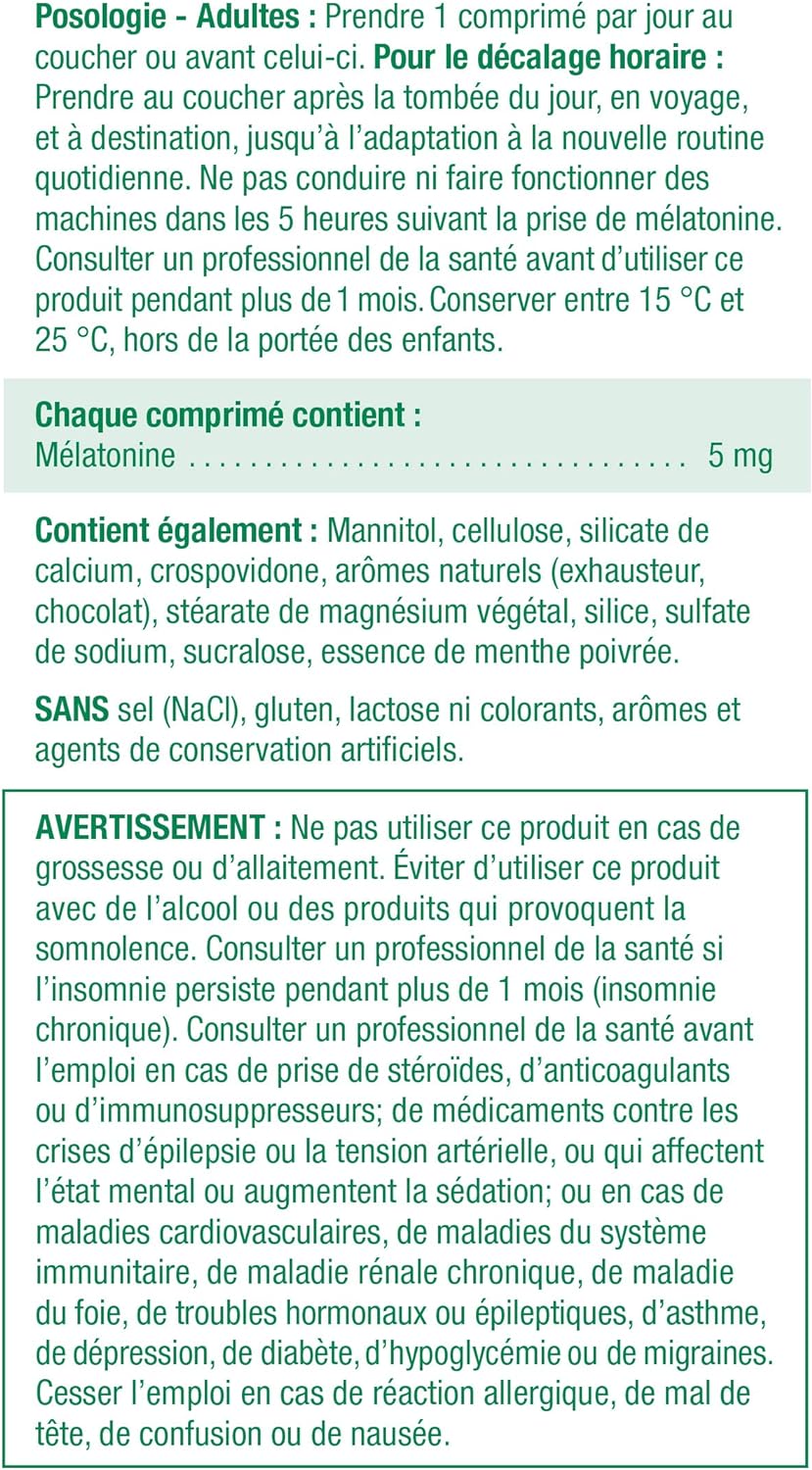 Jamieson 褪黑素 5 毫克，強效巧克力薄荷味，即溶，改善睡眠質量，延長睡眠時間，幫助重置睡眠-覺醒週期。素食，無麩質，無人工香料…
